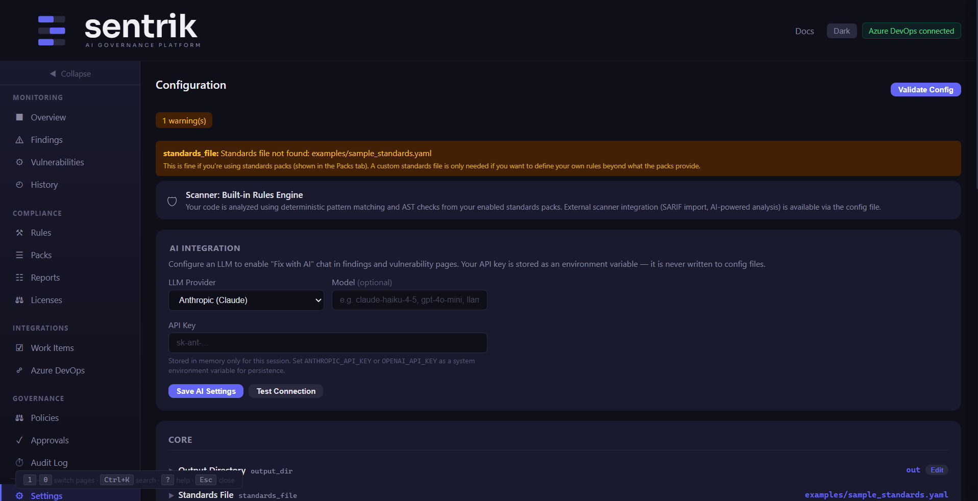 AI Integration Settings